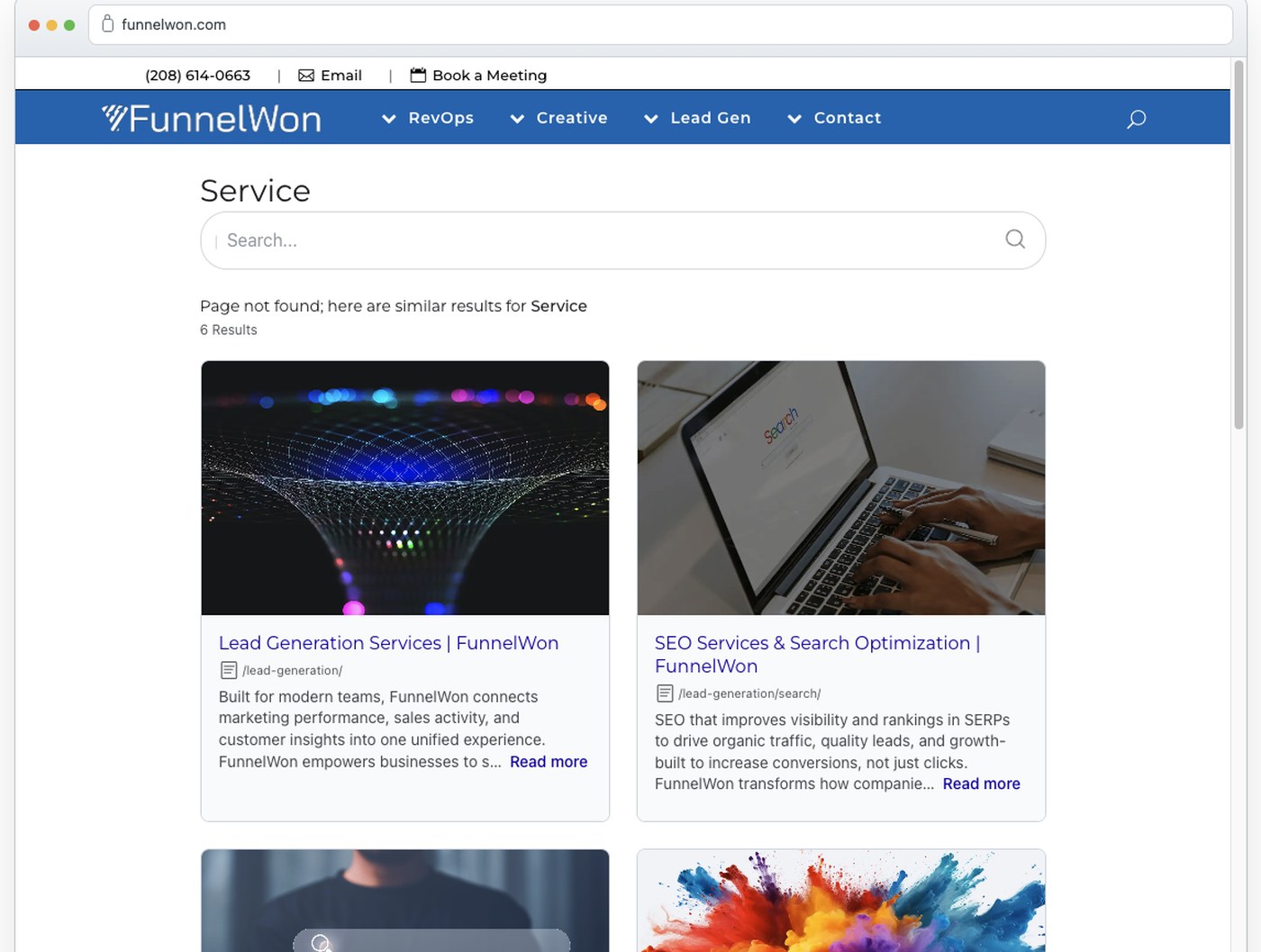 SearchUs Smart 404 recovery with similar results for a missing FunnelWon page